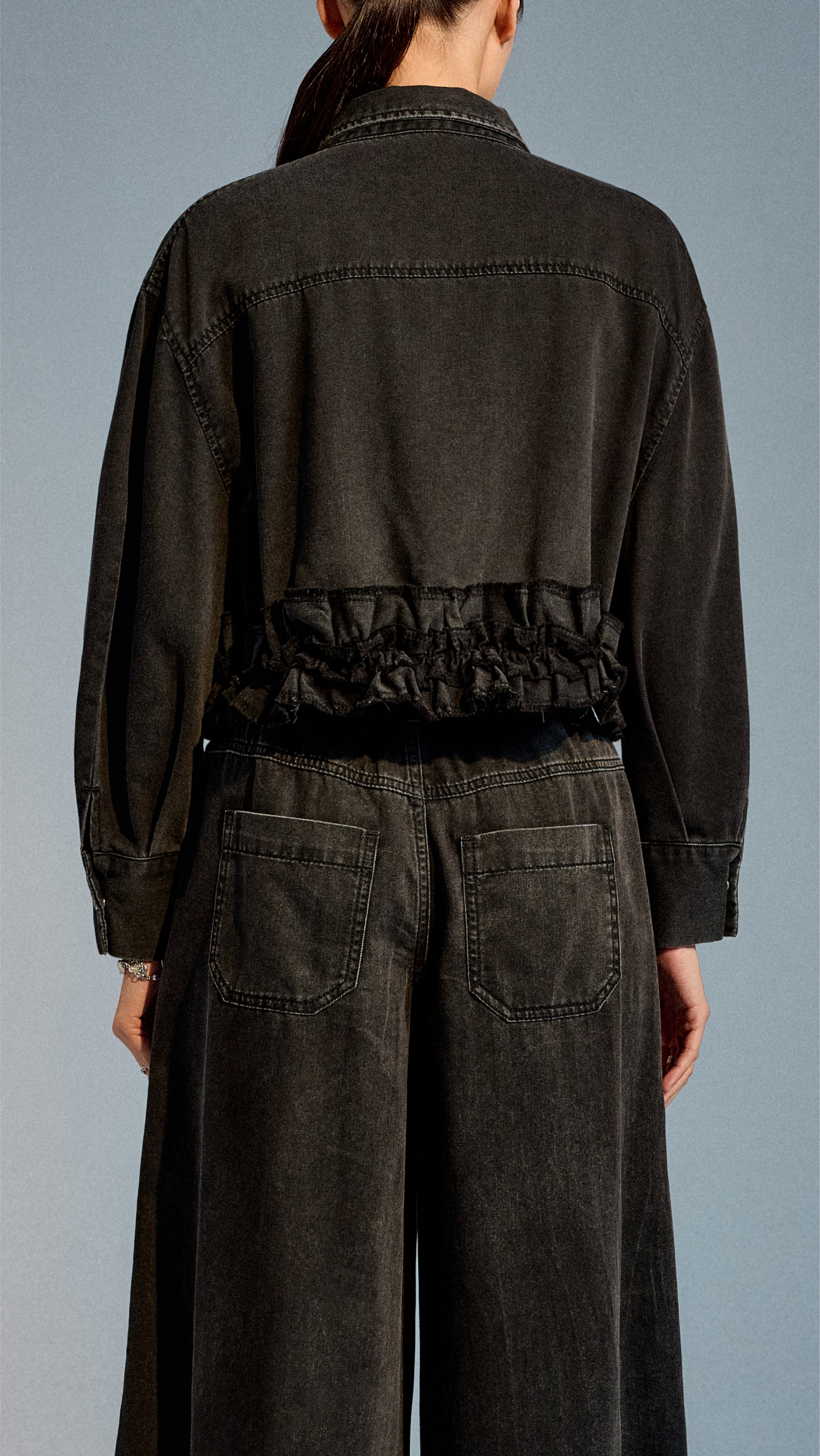 Tencel Denim Ruffles Hem Shirt